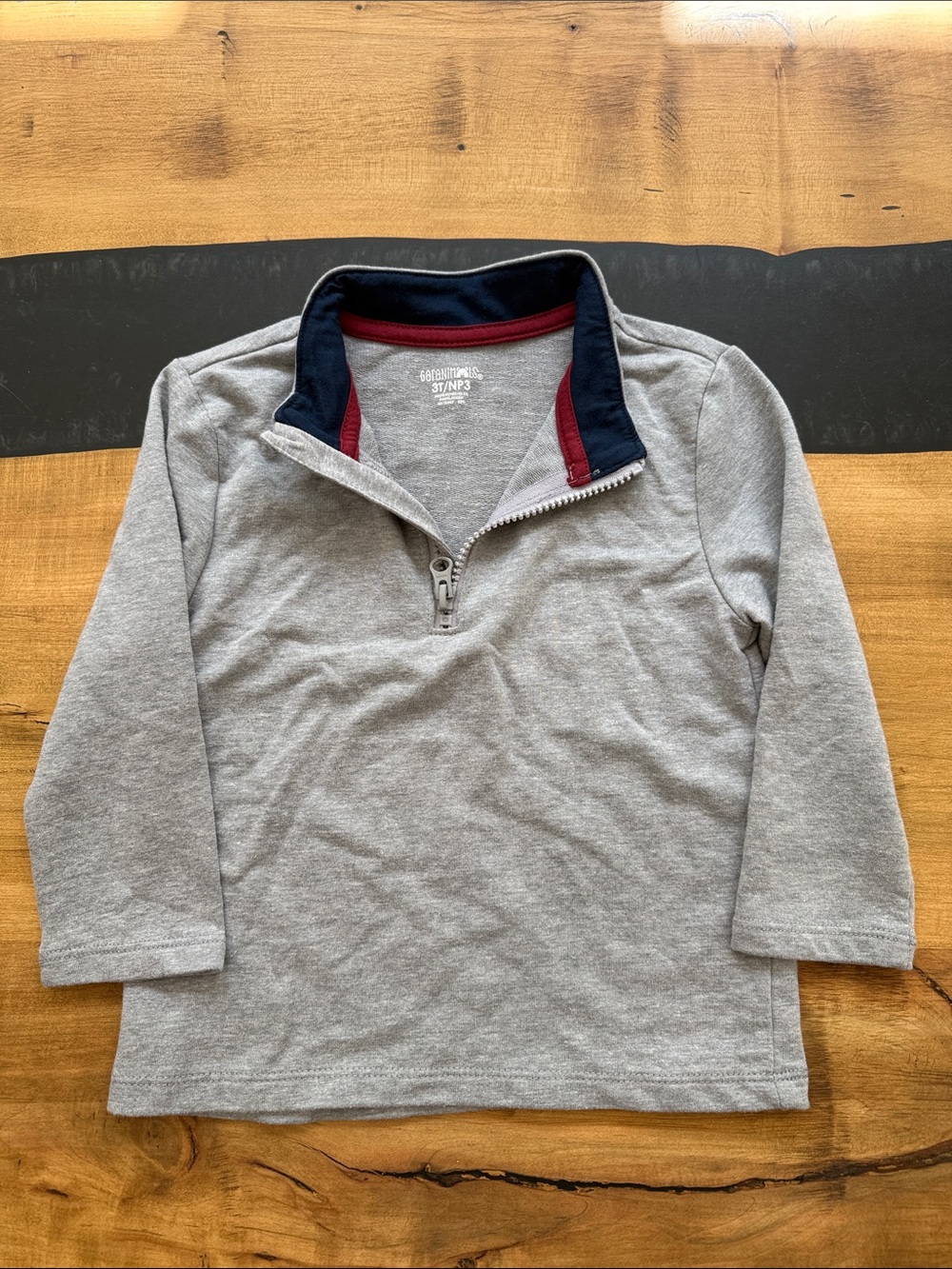 Garanimals Gray Quarter-Zip Pullover with Navy & Maroon Trim